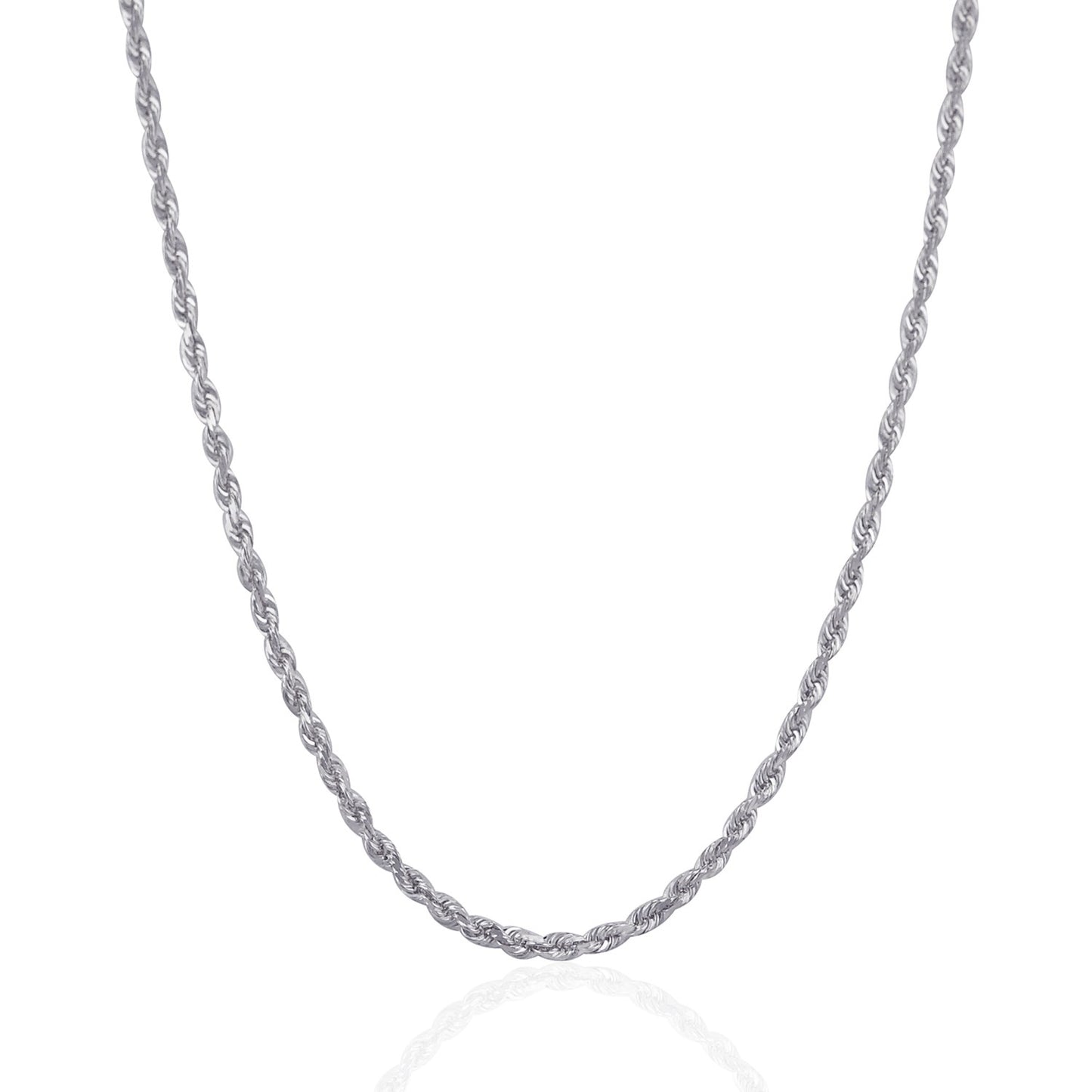 14k White Gold Solid Diamond Cut Rope Chain (3.00 mm)