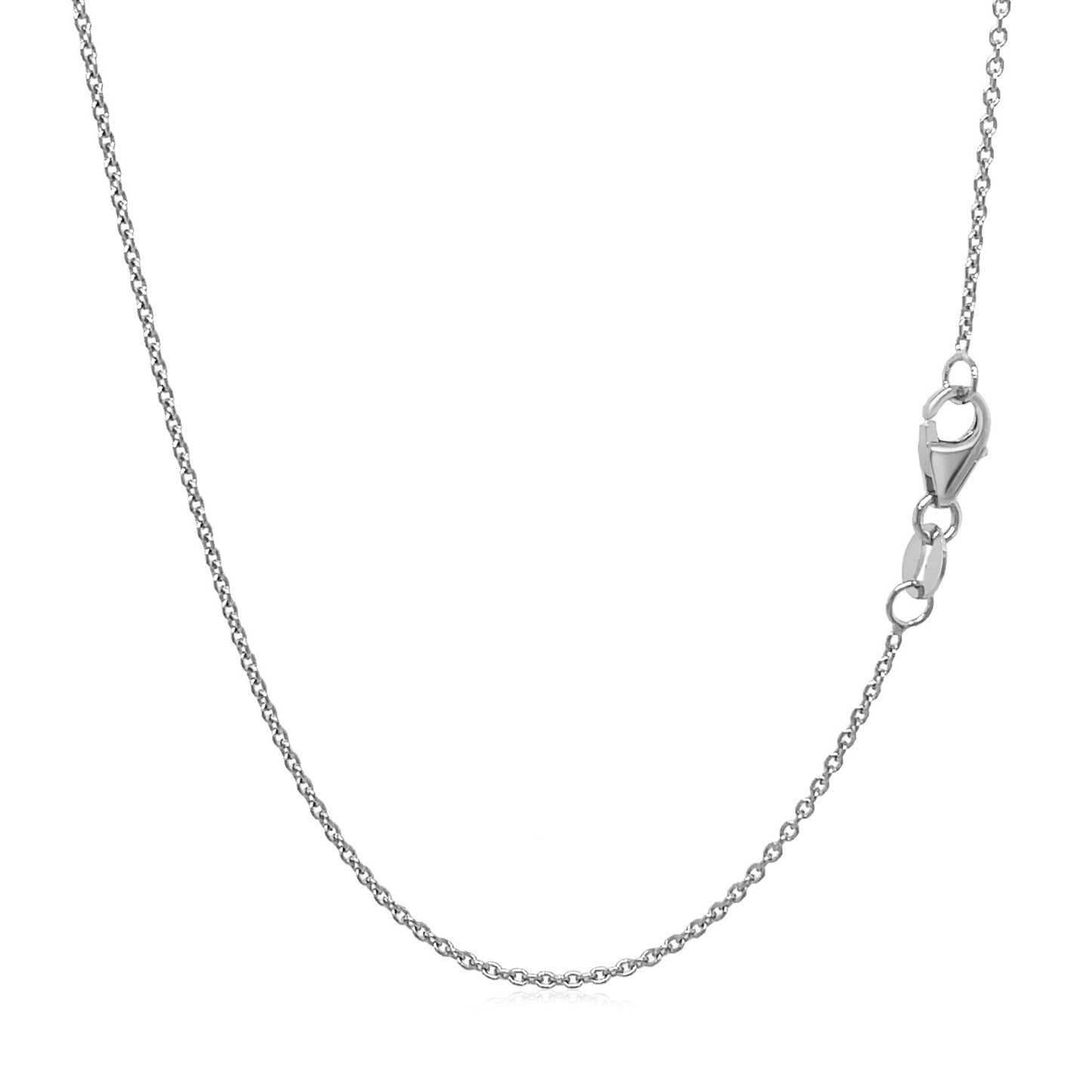 14k White Gold Oval Cable Link Chain (1.10 mm)