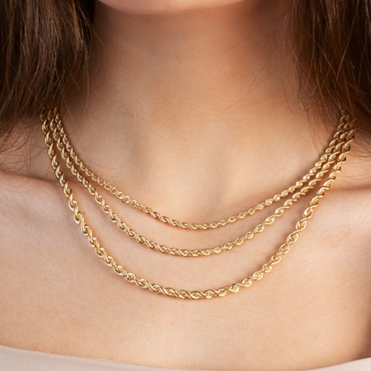 14K Yellow Gold Rope Chain Necklace – 3.7mm Width