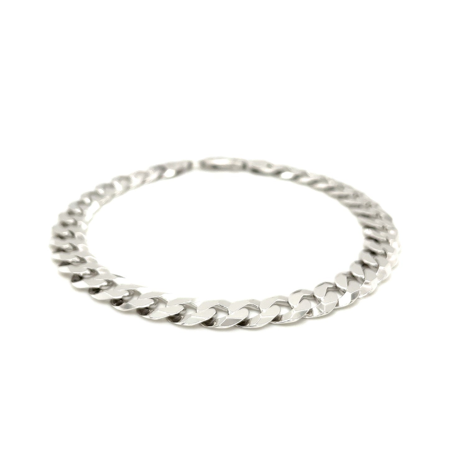 Rhodium Plated Sterling Silver Curb Style Bracelet (7.90 mm)