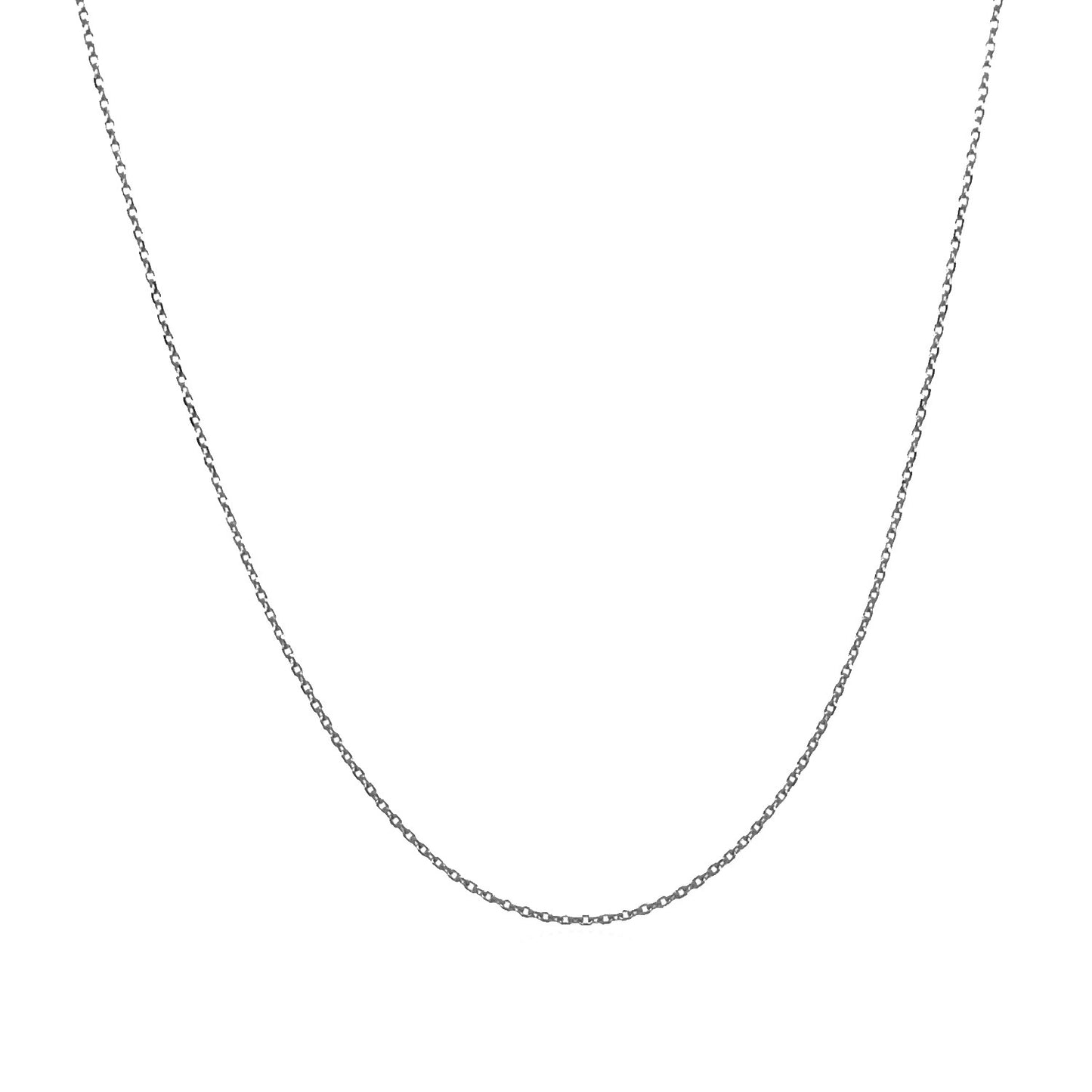14k White Gold Diamond Cut Cable Link Chain (0.68 mm)