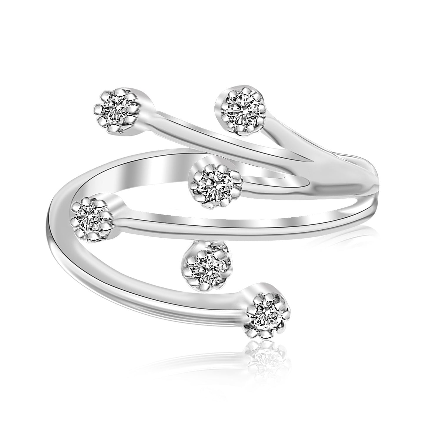 Sterling Silver Toe Ring with Cubic Zirconia, 925 Jewelry