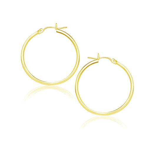 14k Yellow Gold Polished Hoop Earrings (2x25 mm)