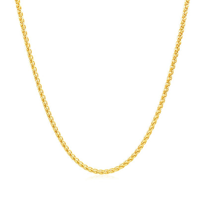 14k Yellow Gold Round Wheat Chain (1.5 mm)