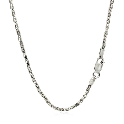 Sterling Silver Rhodium Plated Wheat Chain (2.20 mm)