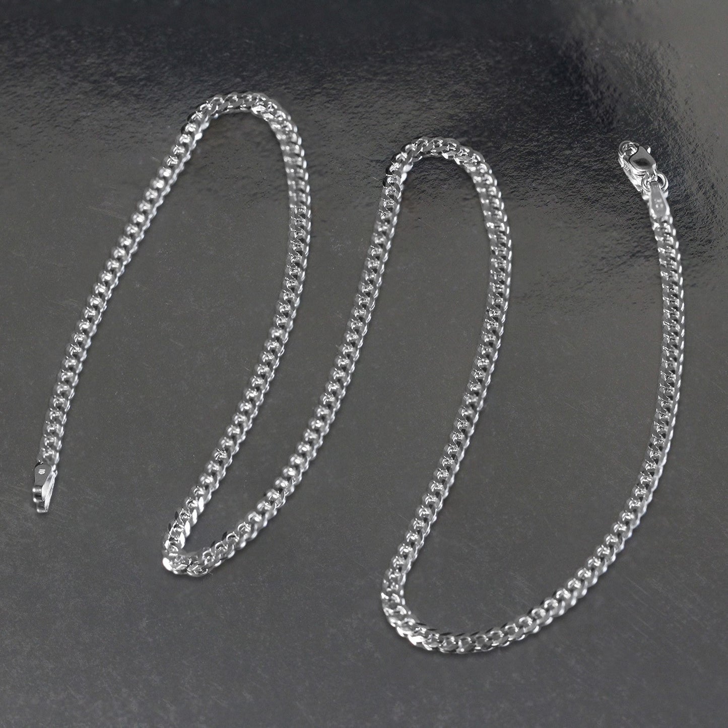 14k White Gold Solid Curb Chain (2.60 mm)