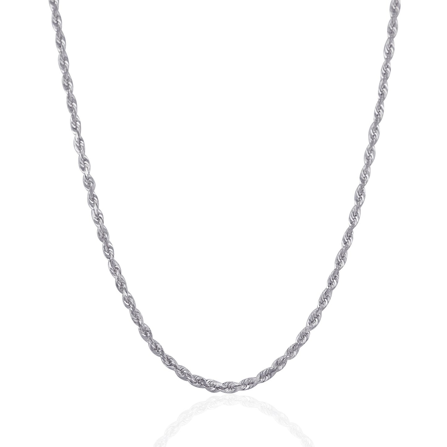 14k White Gold Solid Diamond Cut Rope Chain (3.00 mm)