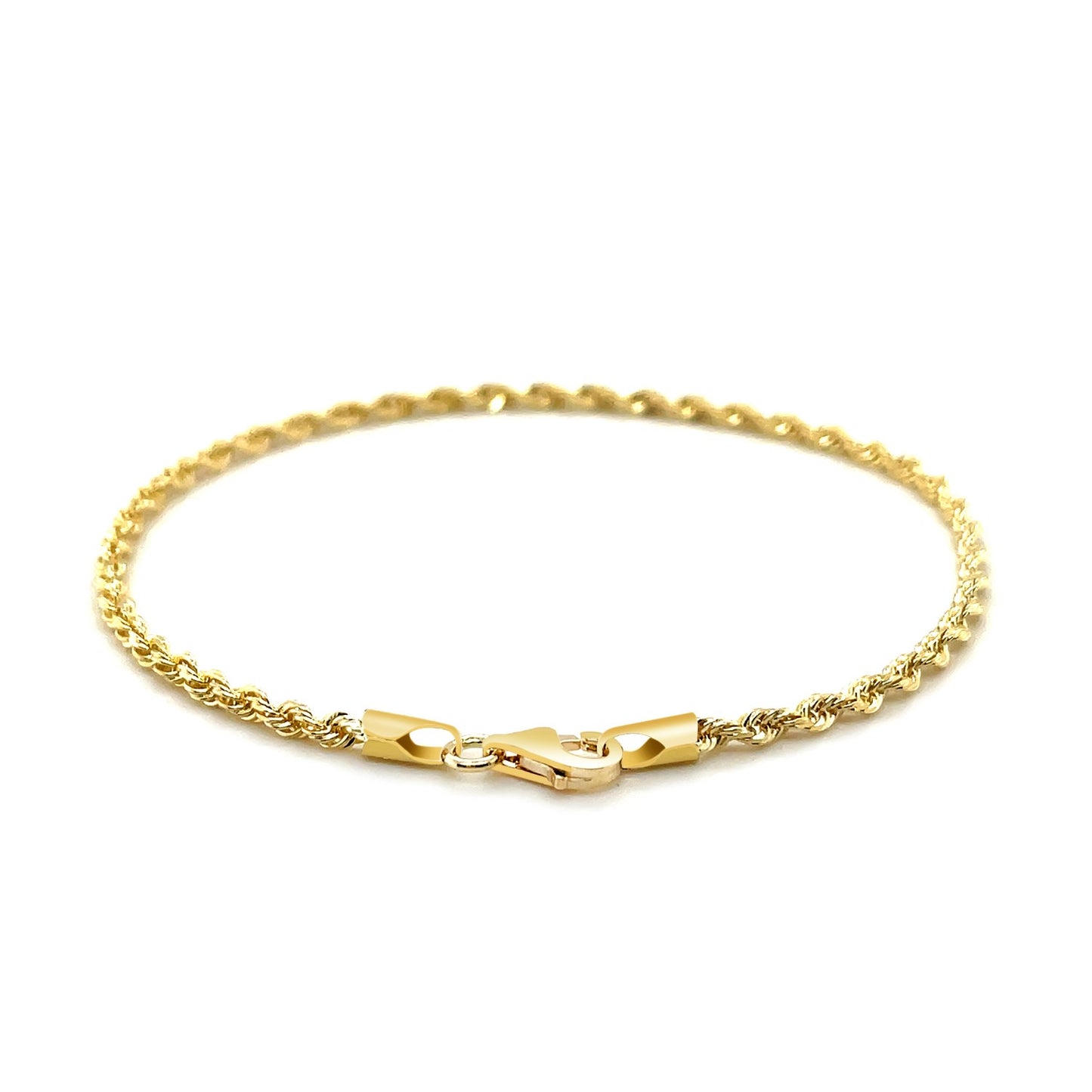 14k Yellow Gold Solid Diamond Cut Rope Bracelet (2.50 mm)