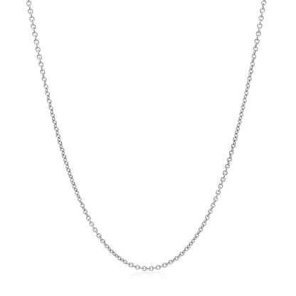 14k White Gold Round Cable Link Chain (1.20 mm)