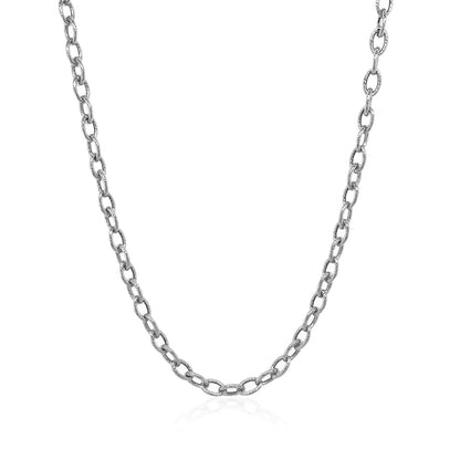 14k White Gold Pendant Chain with Textured Links (2.90 mm)