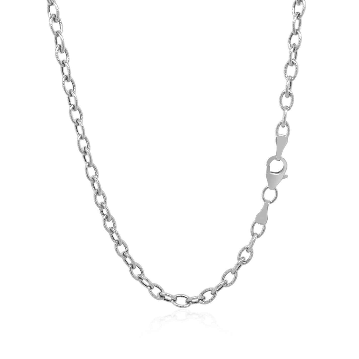 14k White Gold Pendant Chain with Textured Links (2.90 mm)