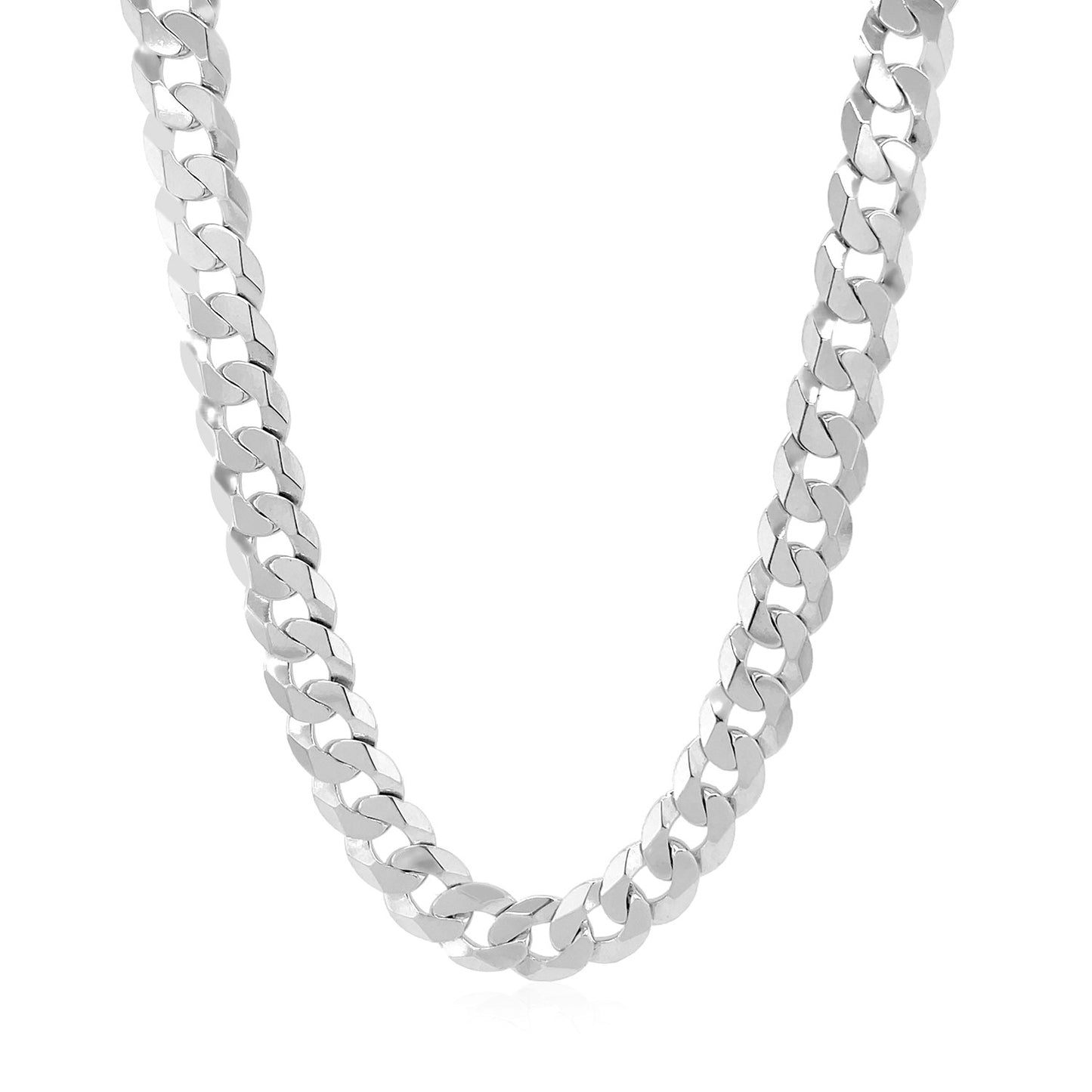 Rhodium Plated Sterling Silver Curb Style Chain (7.20 mm)