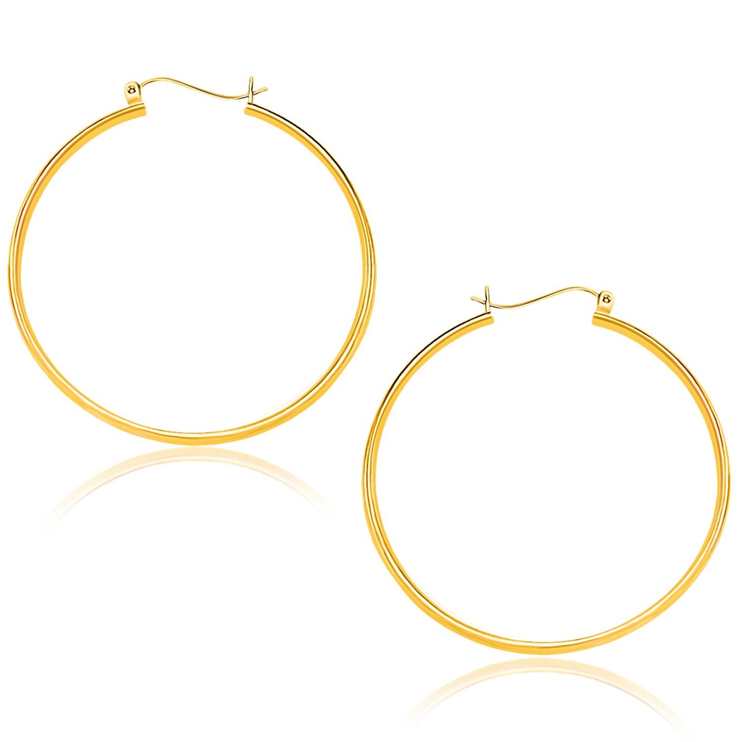 10k Yellow Gold Polished Hoop Earrings (1.5x40mm)