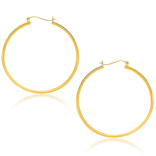 10k Yellow Gold Polished Hoop Earrings (1.5x40mm)