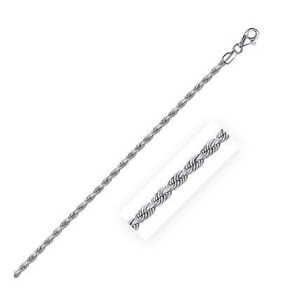 14k White Gold Solid Diamond Cut Rope Chain (2.50 mm)