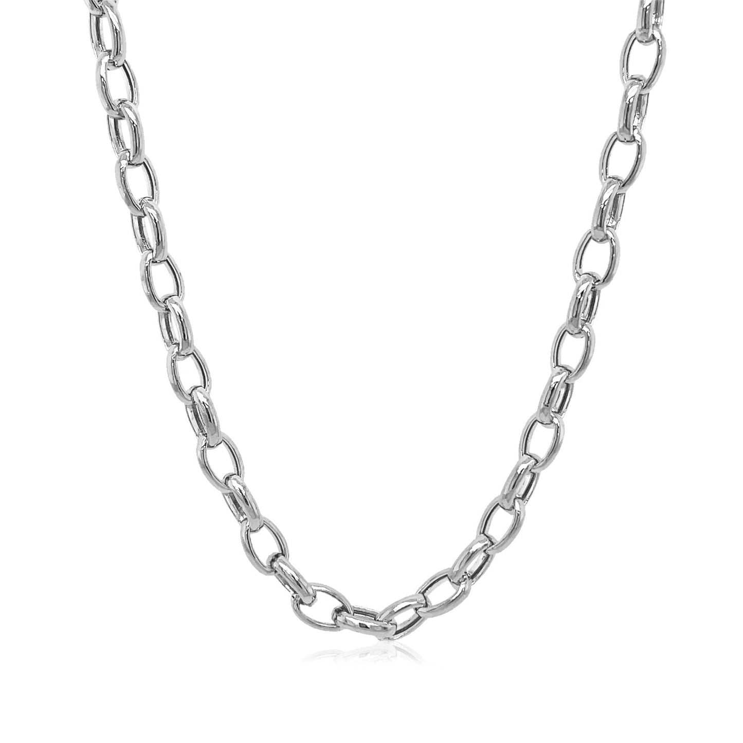 14k White Gold Oval Rolo Chain (4.6 mm)