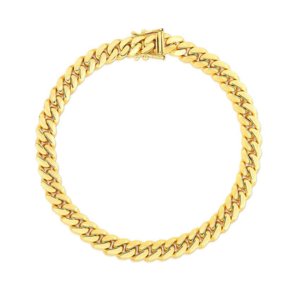 10k Yellow Gold Classic Miami Cuban Solid Bracelet (7.10 mm)