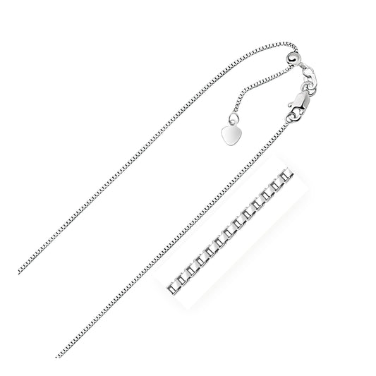 14k White Gold Adjustable Box Chain (0.85 mm)