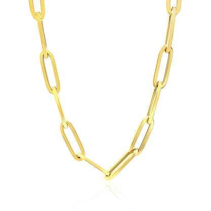 14K Yellow Gold Wide Paperclip Chain (6.1 mm)