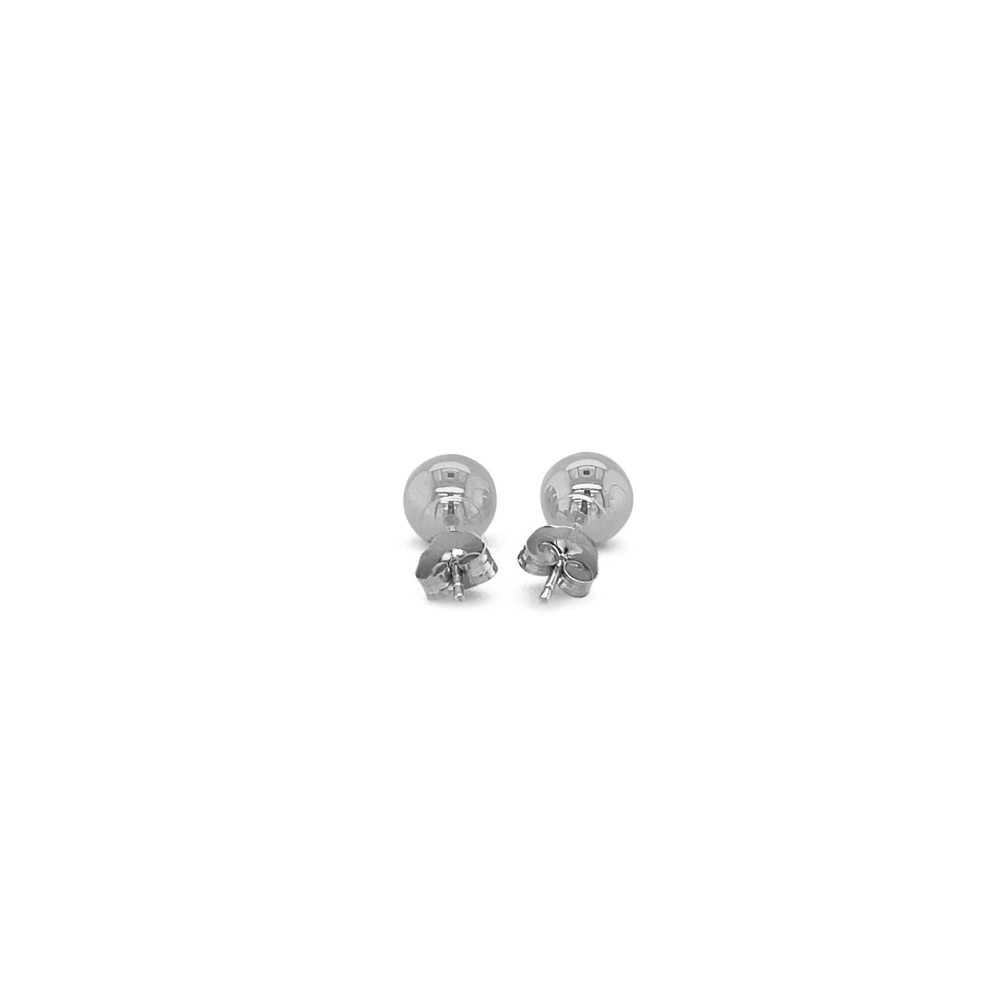 14k White Gold Classic Round Stud Earrings (6mm)