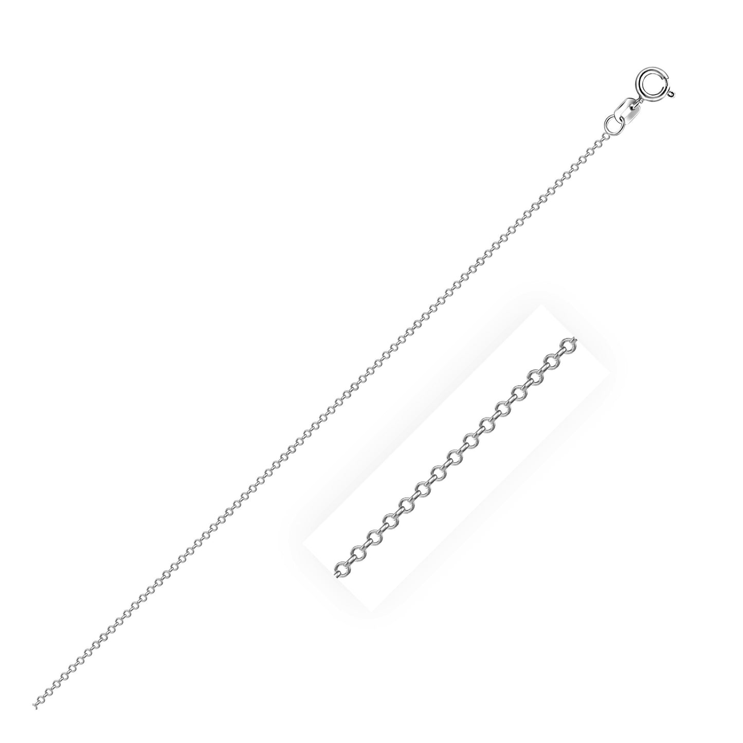 Sterling Silver Rhodium Plated Cable Chain (0.60 mm)