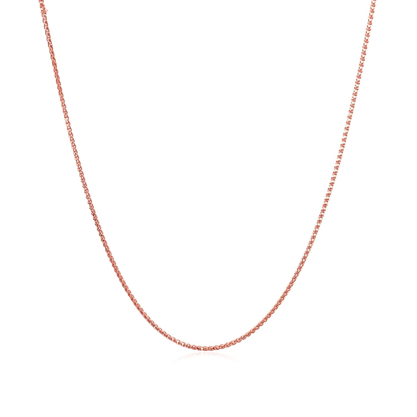 14k Rose Gold Diamond Cut Round Wheat Chain (0.60 mm)