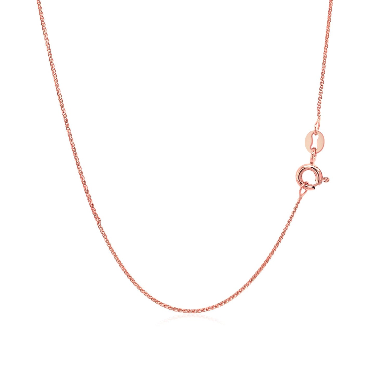 14k Rose Gold Diamond Cut Round Wheat Chain (0.60 mm)