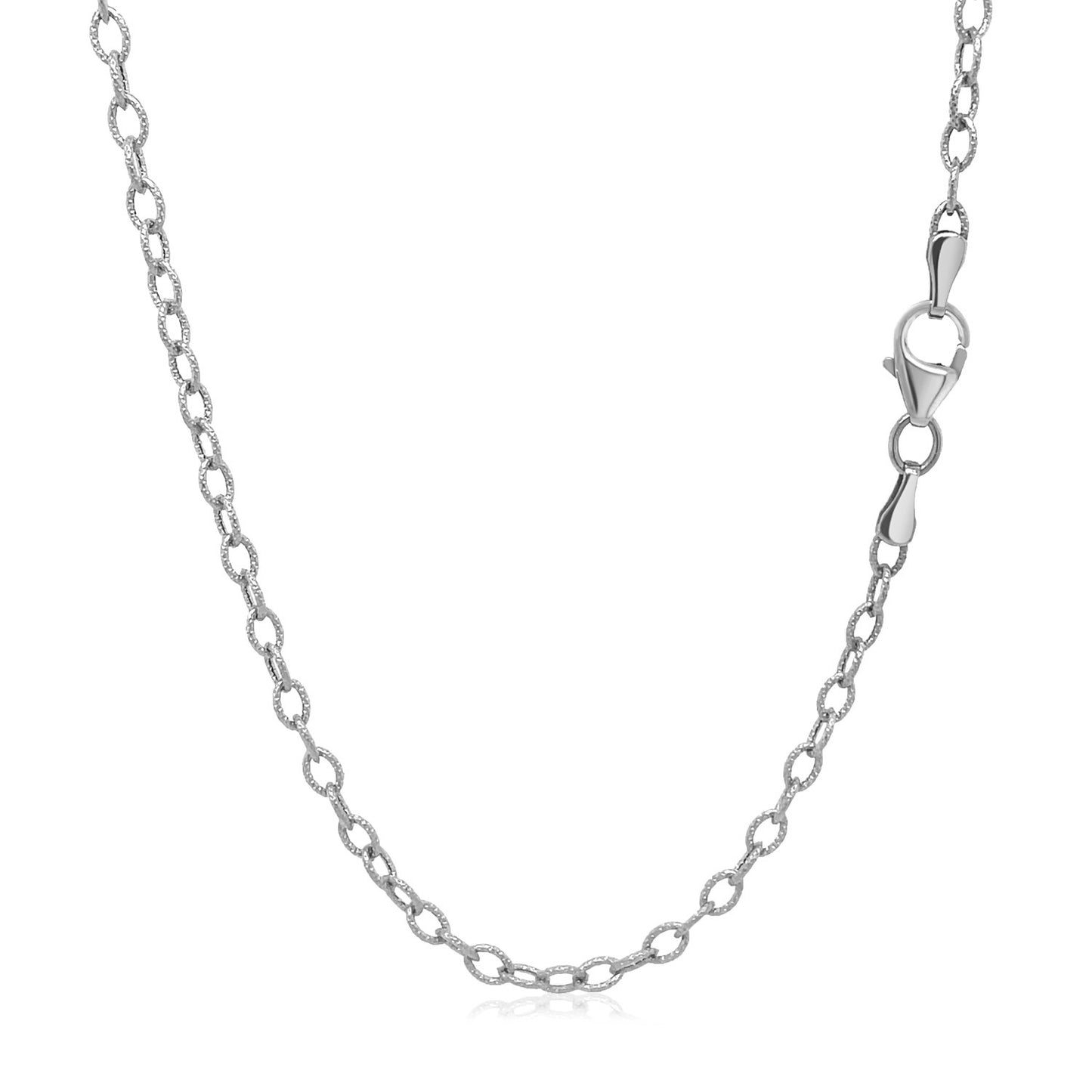 14k White Gold Pendant Chain with Textured Links (2.30 mm)