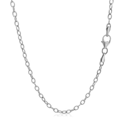 14k White Gold Pendant Chain with Textured Links (2.30 mm)