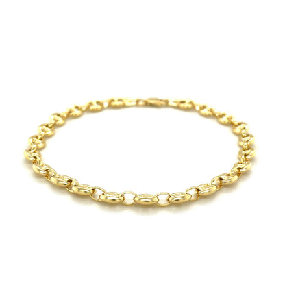 14k Yellow Gold Puffed Mariner Link Bracelet (4.70 mm)