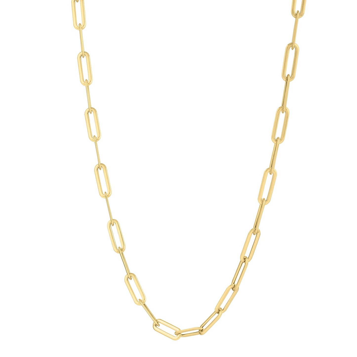 14k Yellow Gold Long Domed Paperclip Chain Necklace (4.80 mm)