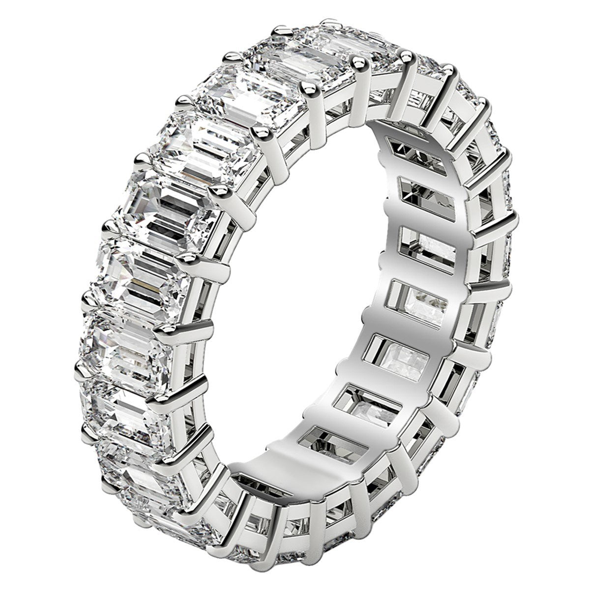 Emerald Cut Lab Grown Diamond Eternity Ring in 14k White Gold (5 cttw FG/VS2)