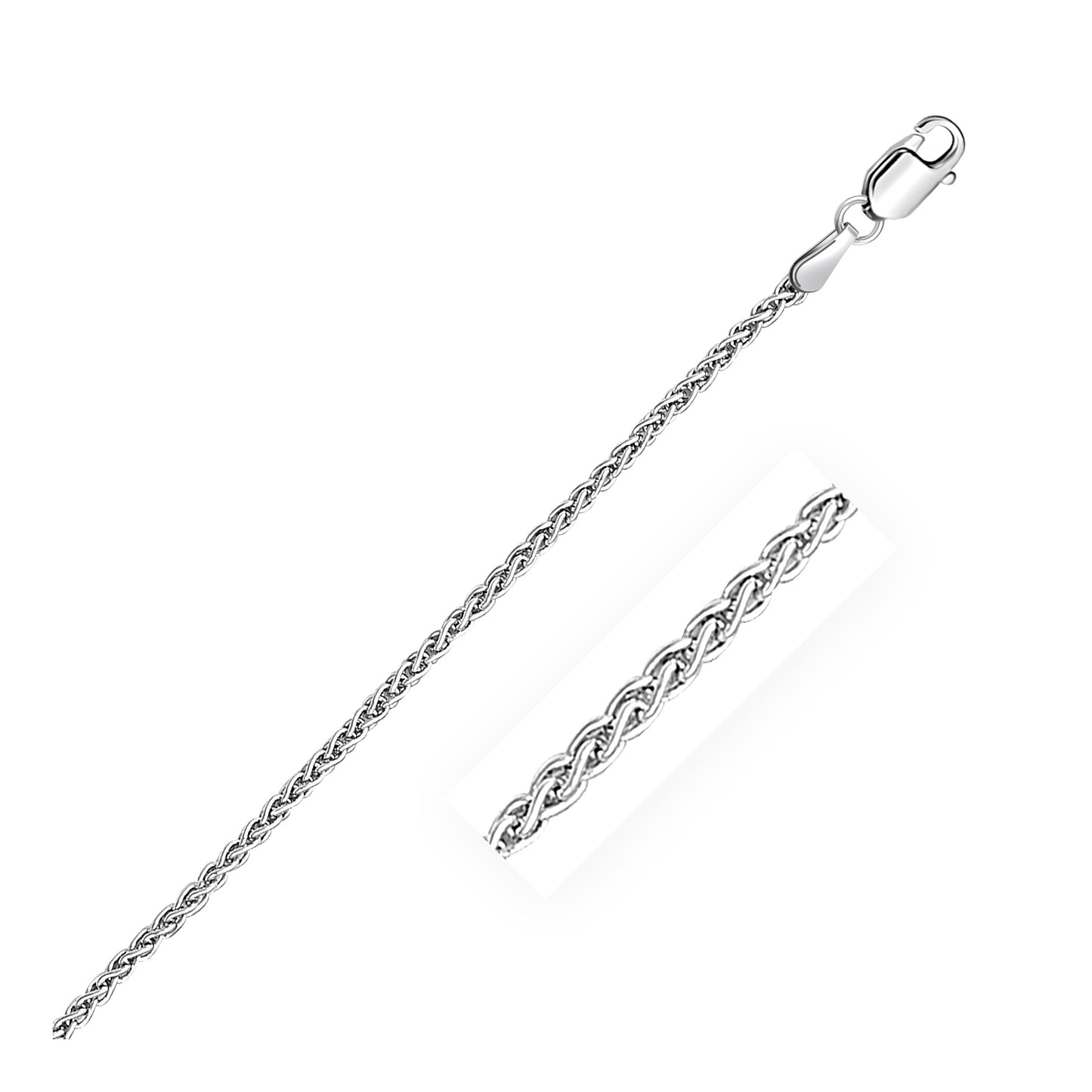 14k White Gold Round Wheat Chain (2.1 mm)