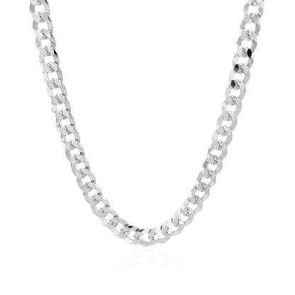 14k White Gold Solid Curb Chain (5.70 mm)