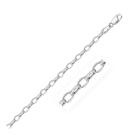 14k White Gold Oval Rolo Bracelet  (4.60 mm)