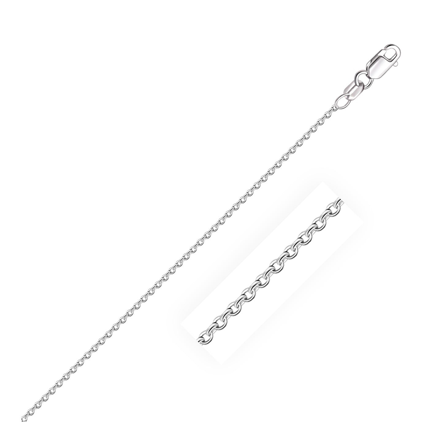 14k White Gold Round Cable Link Chain (1.50 mm)