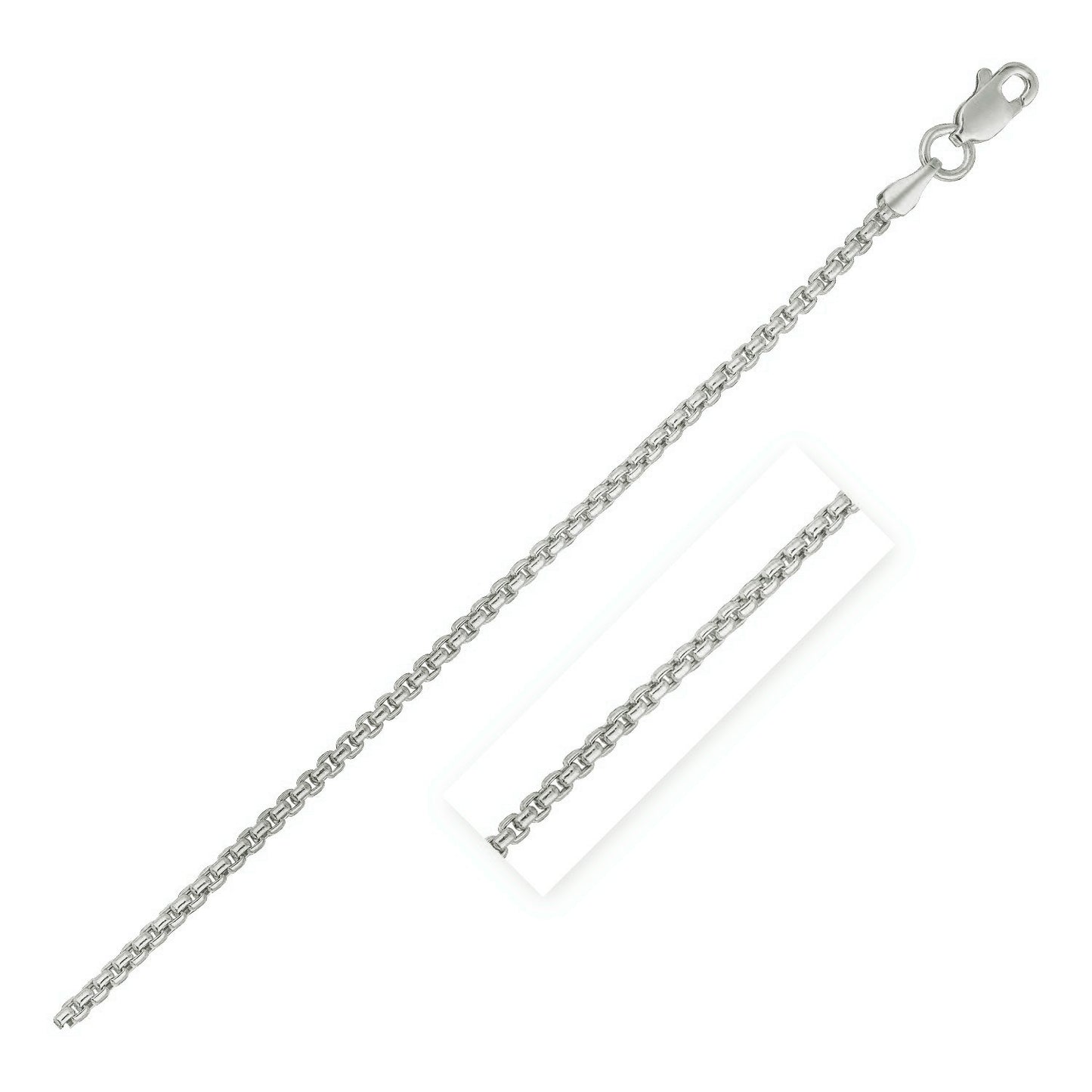 14k White Gold Round Box Chain (1.3 mm)