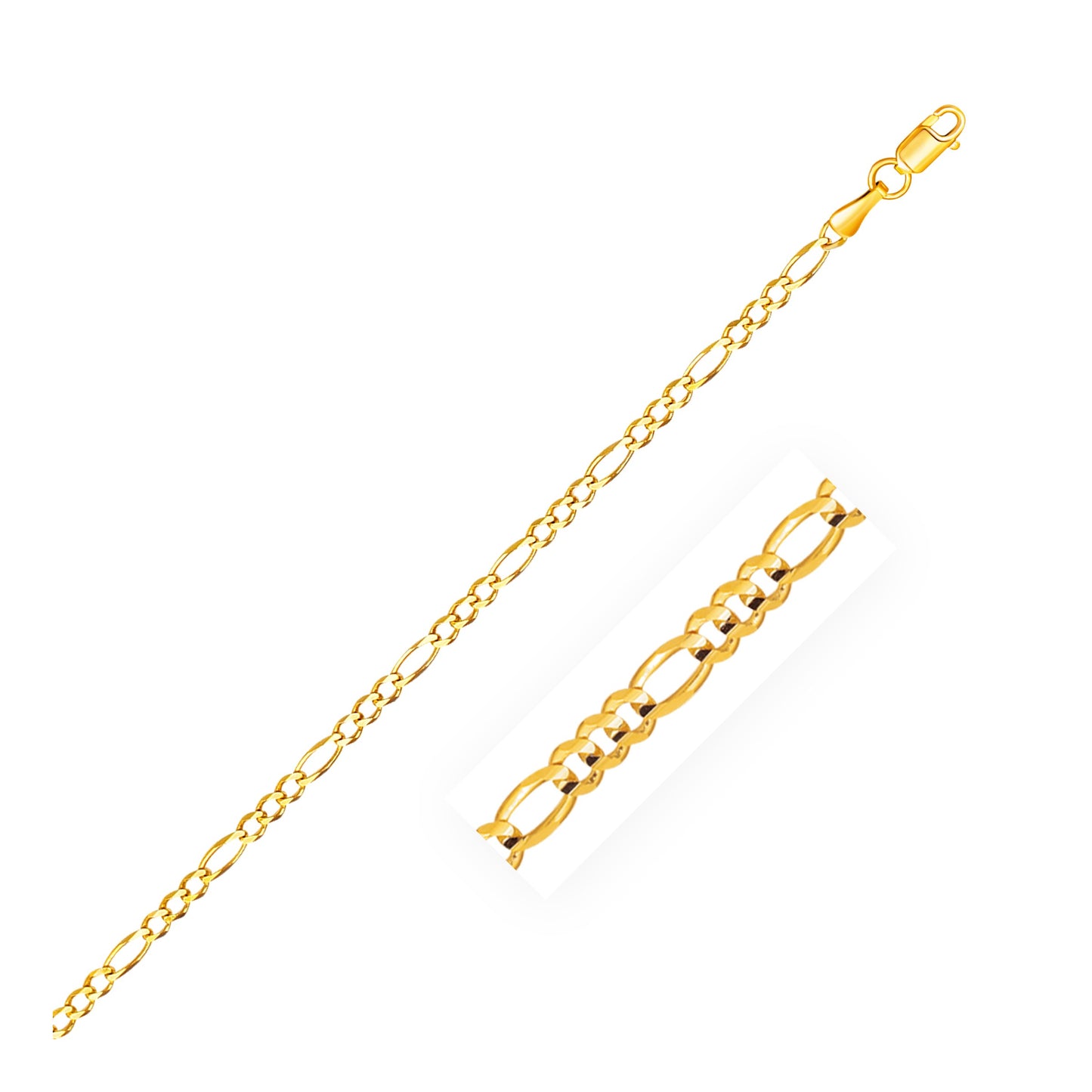 14k Yellow Gold Solid Figaro Bracelet (2.80 mm)