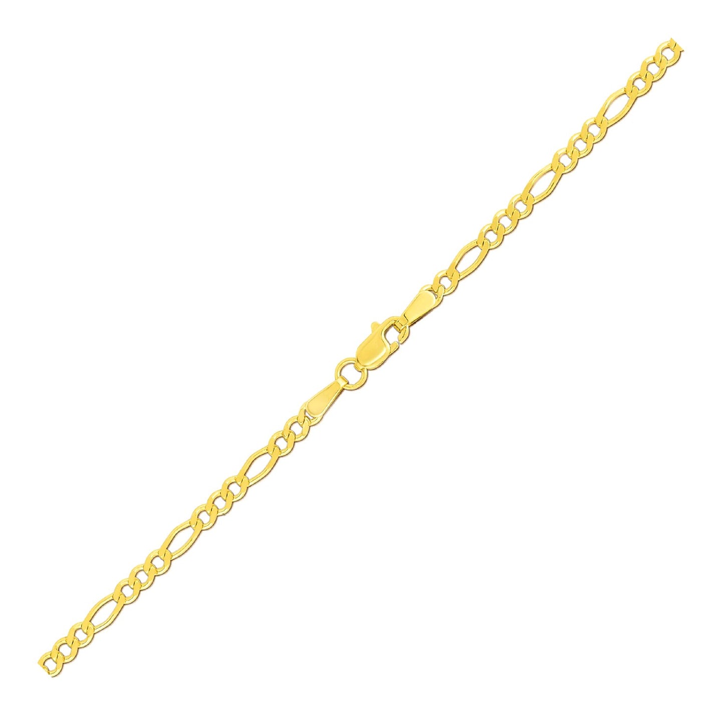 14k Yellow Gold Solid Figaro Bracelet (2.80 mm)