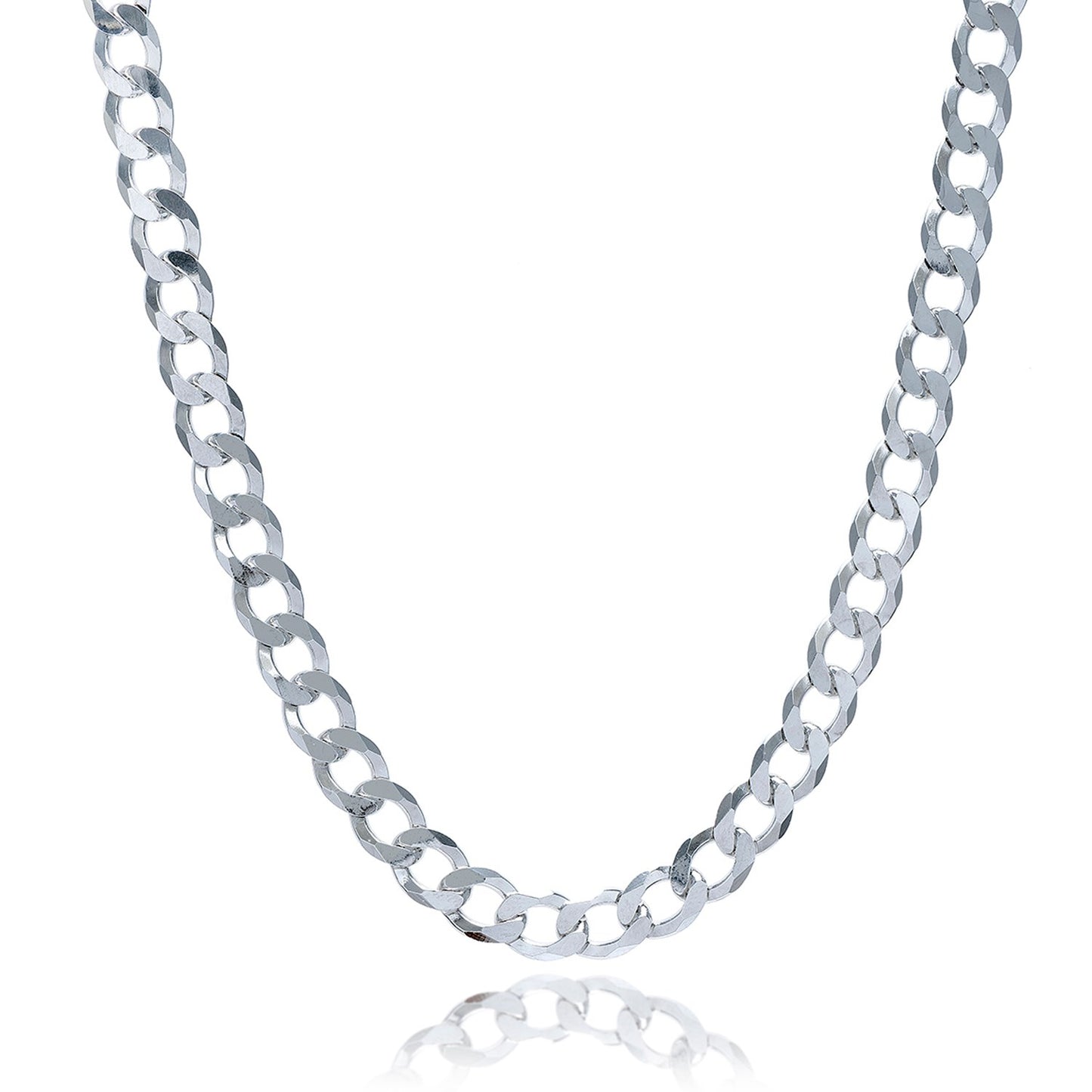 Rhodium Plated Sterling Silver Curb Style Chain (7.90 mm)