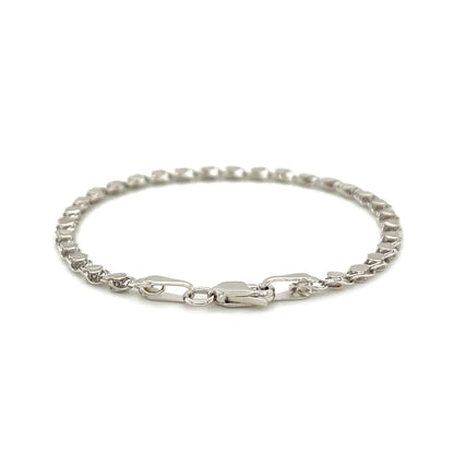 14k White Gold Heart Bracelet (3.00 mm)