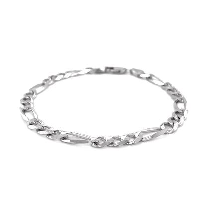 14k White Gold Solid Figaro Bracelet (6.00 mm)