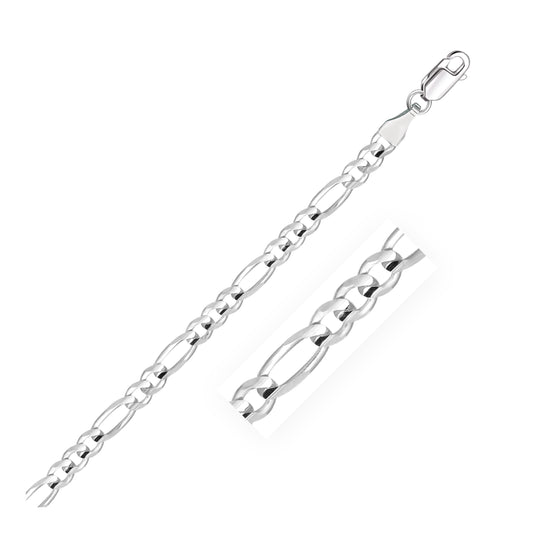 14k White Gold Solid Figaro Bracelet (4.50 mm)