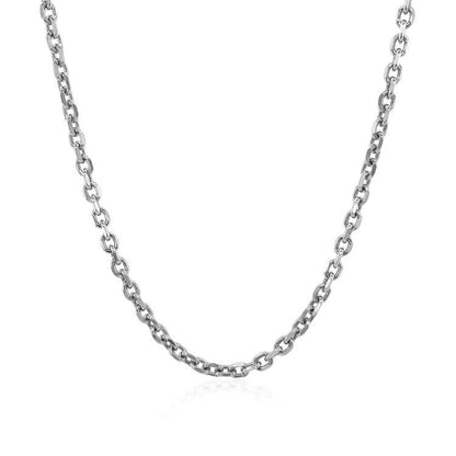 14k White Gold Diamond Cut Cable Link Chain (2.20 mm)