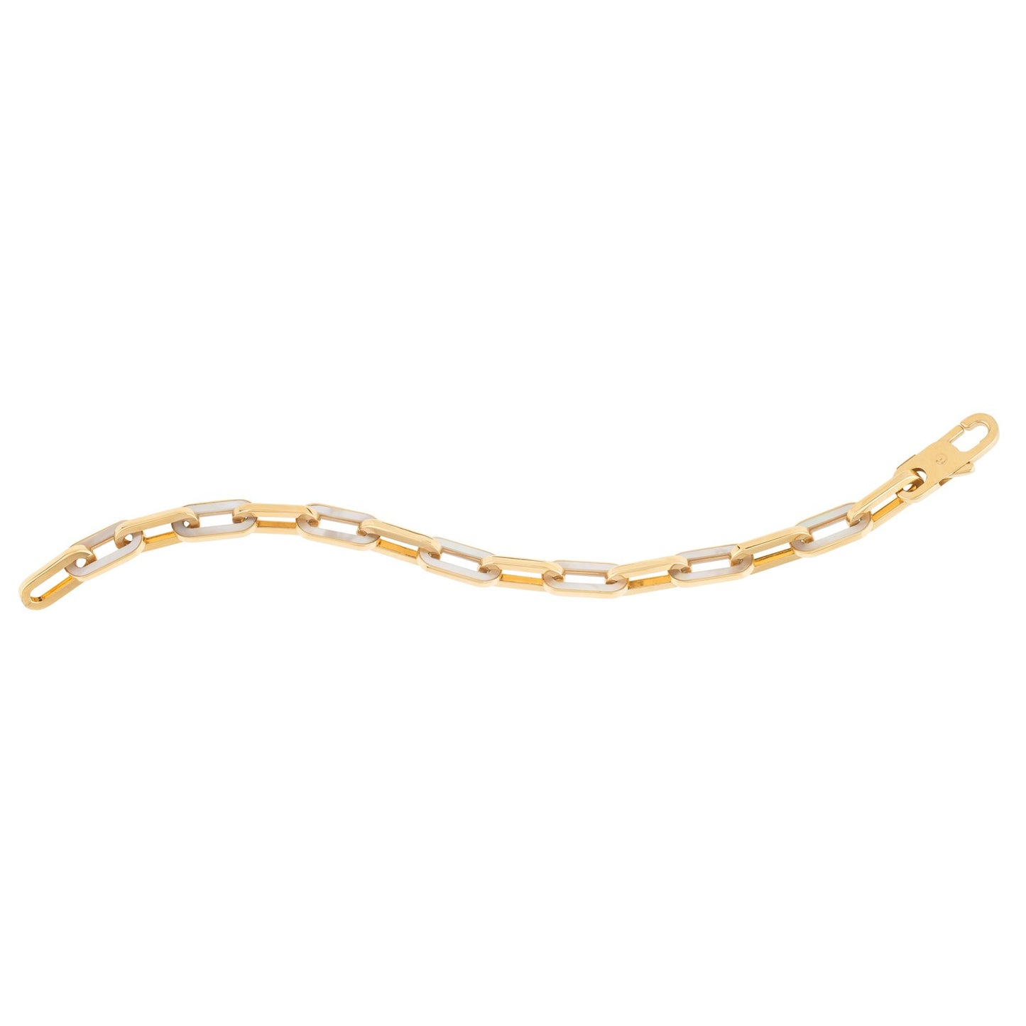 14k Yellow Gold MOP Paperclip Gem Link Bracelet (7.00 mm)