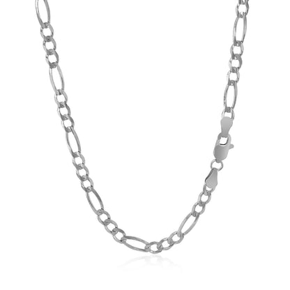 14k White Gold Solid Figaro Chain (3.80 mm)