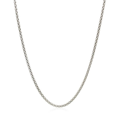 Rhodium Plated 1.8mm Sterling Silver Popcorn Style Chain (1.80 mm)