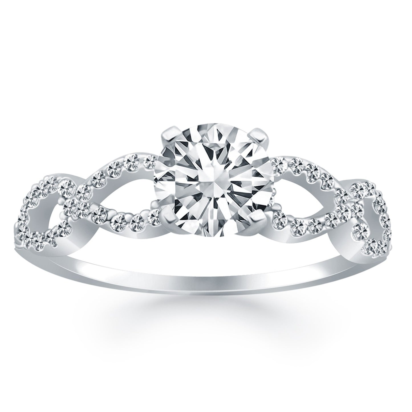 14k White Gold Double Infinity Diamond Engagement Ring