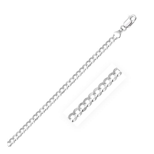 14k White Gold Solid Curb Chain (3.60 mm)