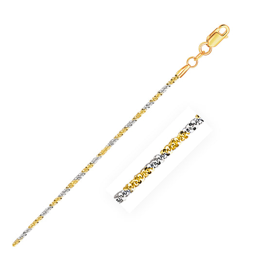 14k White and Yellow Gold Two Tone Sparkle Chain (1.50 mm)